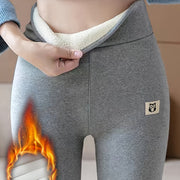 Solid Color Fleece Lined Yoga Workout Pants, Running Fitness Sports Leggings, Women's Activewear