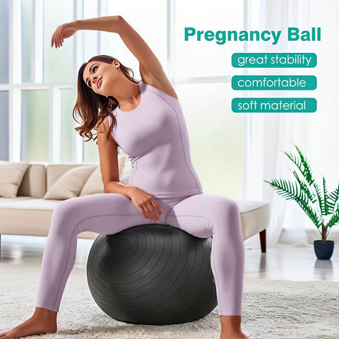 [Explosion-Proof Yoga Ball] Durable Textured Grip PVC Yoga Ball - Explosion-Proof for Adult Fitness, Pregnancy Support, Youngsters's Training & Postpartum Recovery | Includes Hand Pump