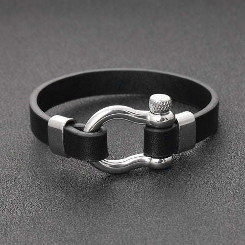 Rock punk minimalist leather bracelet