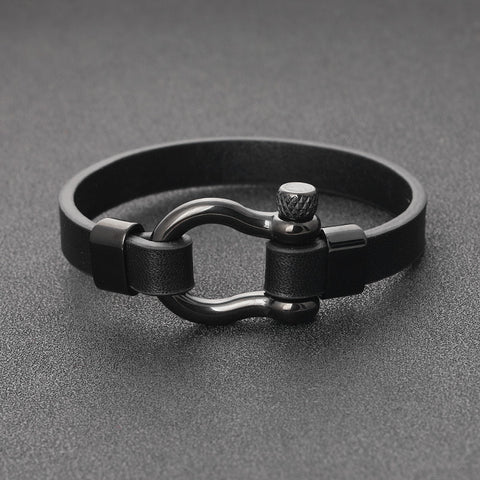 Rock punk minimalist leather bracelet