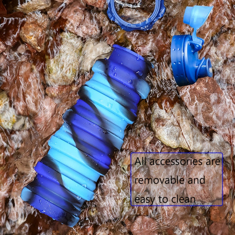 Rainbow Collapsible Water Bottle - Ultra-Portable, Reusable, BPA-Free Silicone - Perfect for Travel, Outdoor Adventures, Camping, Hiking, Running and Fitness Enthusiasts