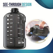 1pc 3.8L/128oz Portable Large Capacity Water Bottle With Time Marker, Transparent Leakproof Water Bucket With Straw, Suitable For Gym Fitness, Outdoor Sports