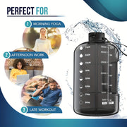 1pc 3.8L/128oz Portable Large Capacity Water Bottle With Time Marker, Transparent Leakproof Water Bucket With Straw, Suitable For Gym Fitness, Outdoor Sports