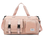 Eonothem High Quality Large Capacity Travel Duffle Bag - Adjustable Shoulder Strap, Multiple Pockets, Polyester Sports Gym Weekender Bag for Women in Bright Pink/Peacock Green/Peach/Light Grey/Light Blue//Blue/Black, Fitness