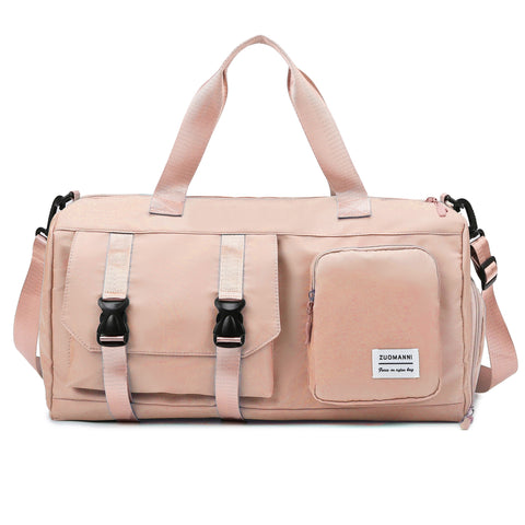 Eonothem High Quality Large Capacity Travel Duffle Bag - Adjustable Shoulder Strap, Multiple Pockets, Polyester Sports Gym Weekender Bag for Women in Bright Pink/Peacock Green/Peach/Light Grey/Light Blue//Blue/Black, Fitness