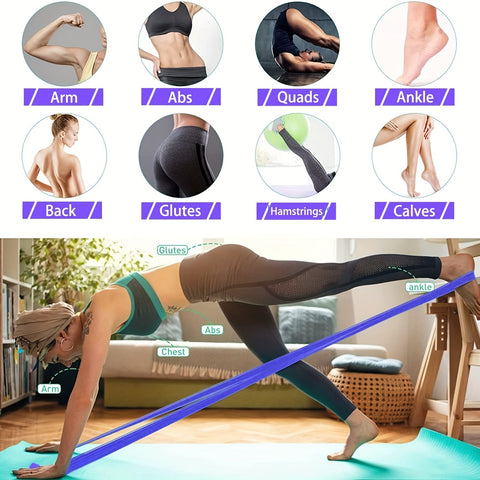 Latex Elastic Resistance Band - 1pc Workout Pilates Band for Gym Home Fitness Exercise