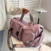 Eonothem High Quality Large Capacity Travel Duffle Bag - Adjustable Shoulder Strap, Multiple Pockets, Polyester Sports Gym Weekender Bag for Women in Bright Pink/Peacock Green/Peach/Light Grey/Light Blue//Blue/Black, Fitness