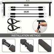 Adjustable 3-Section Pilates Bar Kit With 4 Resistance Bands (30 & 50lbs), Portable Home Workout Equipment For Full Body Fitness, With Ankle Straps, Door Anchor & Buckles