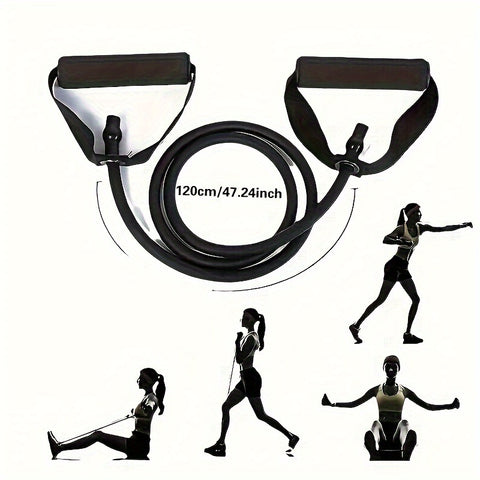 1pc Premium TPE Resistance Band - U-Shaped, Elastic Fitness Rope with Comfort Handles in Red/Green/Black - Ideal for Home Workouts & Strength Training