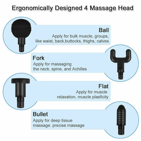 Sports Massage Gun with 4 Heads Deep Tissue Muscle Relaxing Percussion Massager