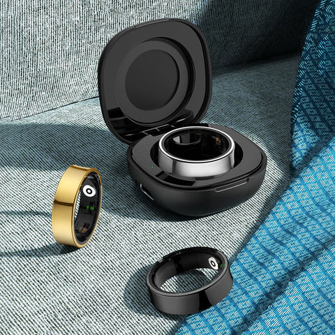 R09 Smart Ring with Charging Case Waterproof Health Fitness Rings Body Temperature Health and Sleep Monitor for Men Women