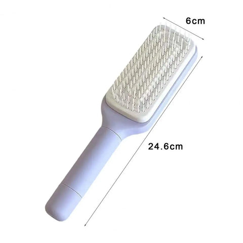 Rotating Comb Long Handle Anti-static Scalp Massage Hair Comb for Women Self Hair Brush with Retractable Comb Hairdressing Tool