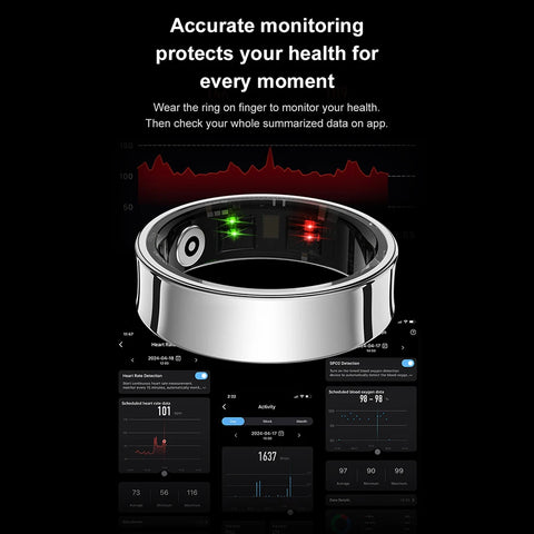 R09 Smart Ring with Charging Case Waterproof Health Fitness Rings Body Temperature Health and Sleep Monitor for Men Women