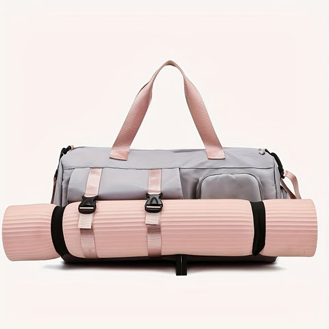 Eonothem High Quality Large Capacity Travel Duffle Bag - Adjustable Shoulder Strap, Multiple Pockets, Polyester Sports Gym Weekender Bag for Women in Bright Pink/Peacock Green/Peach/Light Grey/Light Blue//Blue/Black, Fitness