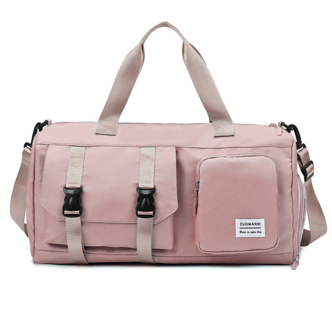 Eonothem High Quality Large Capacity Travel Duffle Bag - Adjustable Shoulder Strap, Multiple Pockets, Polyester Sports Gym Weekender Bag for Women in Bright Pink/Peacock Green/Peach/Light Grey/Light Blue//Blue/Black, Fitness