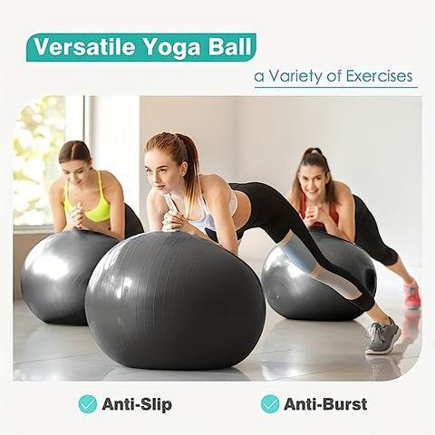 [Explosion-Proof Yoga Ball] Durable Textured Grip PVC Yoga Ball - Explosion-Proof for Adult Fitness, Pregnancy Support, Youngsters's Training & Postpartum Recovery | Includes Hand Pump