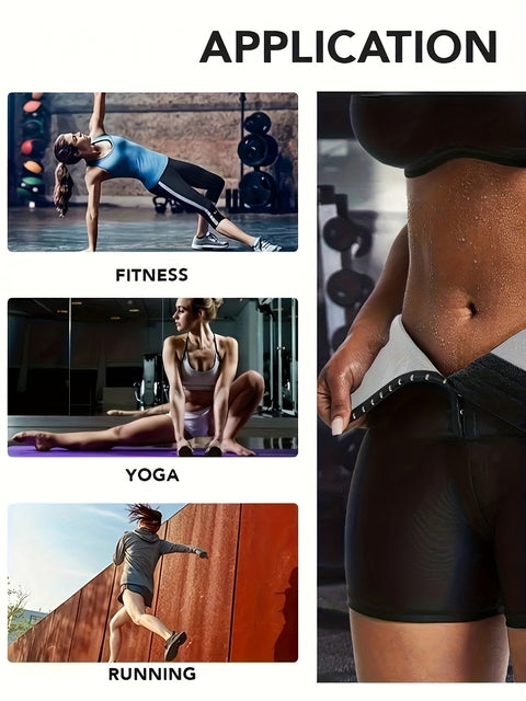 Breasted Adjustment Butt Lifting Yoga Sauna Sweat Shorts, Tummy Control High Waist Skinny Fitness Shapewear Shorts For Wight Loss, Women's Activewear