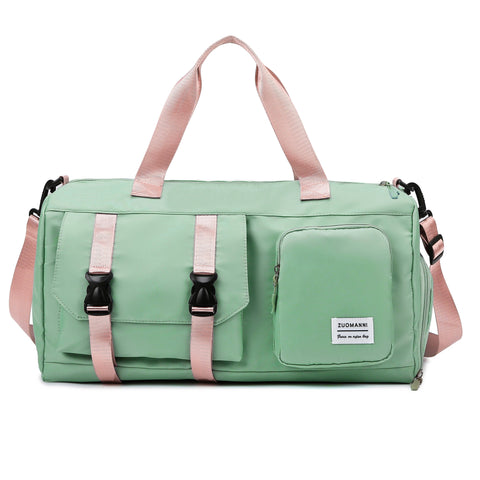 Eonothem High Quality Large Capacity Travel Duffle Bag - Adjustable Shoulder Strap, Multiple Pockets, Polyester Sports Gym Weekender Bag for Women in Bright Pink/Peacock Green/Peach/Light Grey/Light Blue//Blue/Black, Fitness