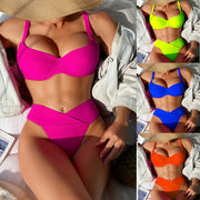 Minimalist Women's Bikini Solid Color Swimsuit