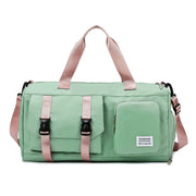 Eonothem High Quality Large Capacity Travel Duffle Bag - Adjustable Shoulder Strap, Multiple Pockets, Polyester Sports Gym Weekender Bag for Women in Bright Pink/Peacock Green/Peach/Light Grey/Light Blue//Blue/Black, Fitness