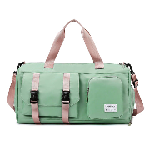 Eonothem High Quality Large Capacity Travel Duffle Bag - Adjustable Shoulder Strap, Multiple Pockets, Polyester Sports Gym Weekender Bag for Women in Bright Pink/Peacock Green/Peach/Light Grey/Light Blue//Blue/Black, Fitness