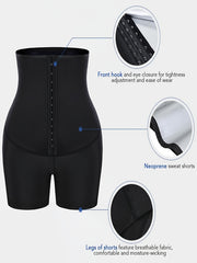 Breasted Adjustment Butt Lifting Yoga Sauna Sweat Shorts, Tummy Control High Waist Skinny Fitness Shapewear Shorts For Wight Loss, Women's Activewear