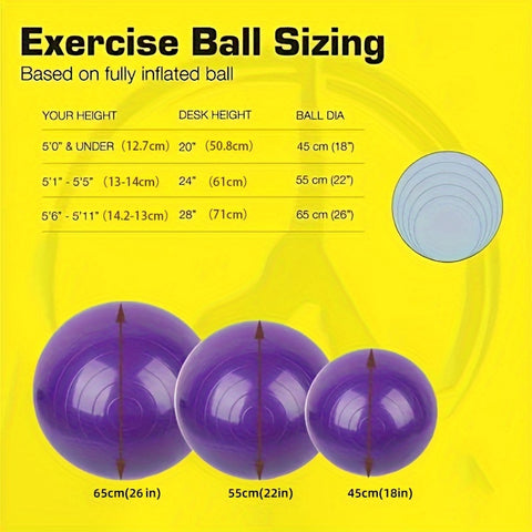 [Explosion-Proof Yoga Ball] Durable Textured Grip PVC Yoga Ball - Explosion-Proof for Adult Fitness, Pregnancy Support, Youngsters's Training & Postpartum Recovery | Includes Hand Pump