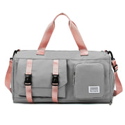 Eonothem High Quality Large Capacity Travel Duffle Bag - Adjustable Shoulder Strap, Multiple Pockets, Polyester Sports Gym Weekender Bag for Women in Bright Pink/Peacock Green/Peach/Light Grey/Light Blue//Blue/Black, Fitness