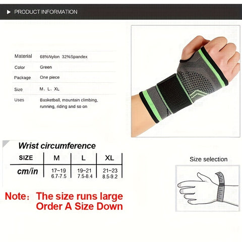 1pc Compression Wrist Brace Wrap - Ideal for Fitness, Sports, Weightlifting - Durable Wrist Pressure Band and Palm Support Bandage for Hand Stability, and Comfort During Workouts and Activities